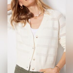 Evereve Mia Cream Cardigan Sweater Crochet